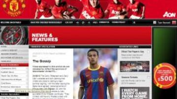 Thiago, en la porta de la web del United