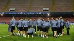 El Real Madrid, en el estadio de San Paolo, en v&iacute;speras de su duelo ante el N&aacute;poles.
 