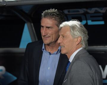 Pékerman con Bauza en el partido de Eliminatorias a Rusia 2018 en San Juan