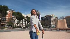 El tenista y director del Mutua Madrid Open Feliciano López, durante la presentación de la pista que el torneo montará en la Plaza de Colón de Madrid.