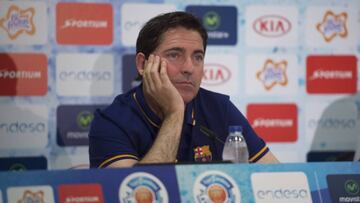 Xavi Pascual, entrenador del Barcelona, en rueda de prensa.