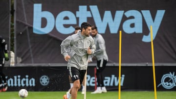 El delantero andaluz Nolito, durante un entrenamiento del Celta. 