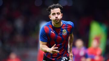 Alan Mozo of Guadalajara during the 7th round match between Toluca and Guadalajara as part of the Liga BBVA MX, Torneo Clausura 2025 at Nemesio Diez Stadium, on February 15, 2025 in Toluca, Estado de Mexico, Mexico.