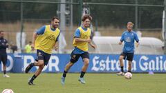 Mario Soriano en un entrenamiento con el Deportivo