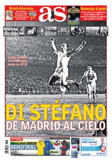 Real Madrid icon Allfredo di Stéfano passed away on July 7, 2014 and is possibly the most loved player in the club's history. The "Saeta rubia" was pivotal in the club's 5 European Cup haul in the 50's