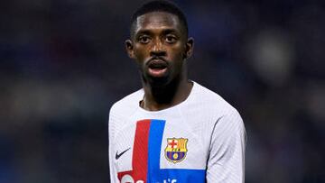 ALICANTE, SPAIN - JANUARY 04: Ousmane Dembele of FC Barcelona looks on during the Copa Del Rey Round of 32 match between Intercity and FC Barcelona at Estadio Jose Rico Perez on January 04, 2023 in Alicante, Spain. (Photo by Mateo Villalba/Quality Sport Images/Getty Images)