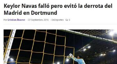 La prensa de Costa Rica critica el error de Keylor Navas