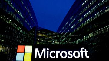 FILE PHOTO: A view shows a Microsoft logo at Microsoft offices in Issy-les-Moulineaux near Paris, France, March 25, 2024. REUTERS/Gonzalo Fuentes//File Photo