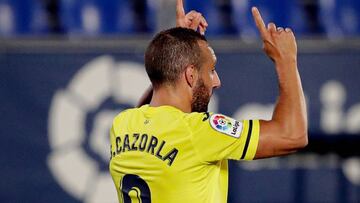 GETAFTE, SPAIN - JULY 8: Santi Cazorla of Villarreal celebrates 1-2 during the La Liga Santander  match between Getafe v Villarreal at the Coliseum Alfonso Perez on July 8, 2020 in Getafte Spain (Photo by David S. Bustamante/Soccrates/Getty Images)