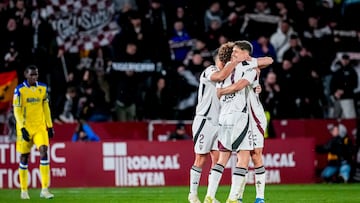 Alegría del Albacete ante el Cádiz.