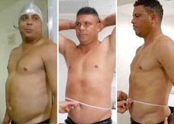 Ronaldo durante unas pruebas médicas para un programa de la televisión brasileña. denominado "Medida certa", dentro del dominical de variedades "Fantástico" de la televisión Globo