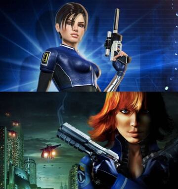 Arriba, la Joanna del remake para Xbox 360 (que ya distaba un poquito de la original). Abajo, la de Perfect Dark Zero, su precuela.