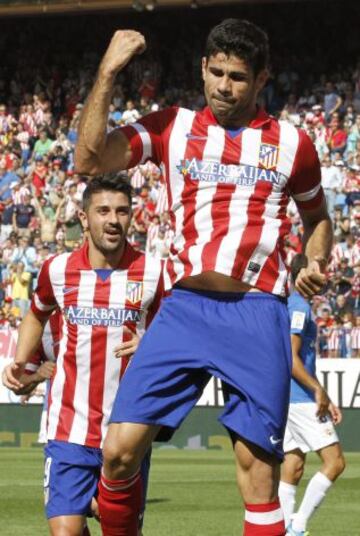El jugador del Atlético de Madrid, Diego Costa , celebra el gol marcado al Almería.