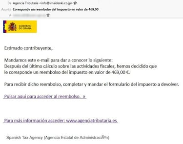 ¿Devolución de 469€ por la declaración de la Renta? El email que no debes abrir si te llega al buzón