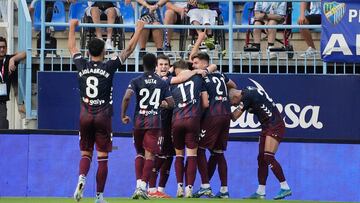 Málaga CF-SD. Eibar.
Liga Hypermotion.
Gol del Eibar, Martón.