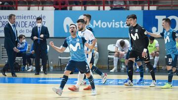 La plantilla del Movistar Inter celebra un gol ante Valdepe&ntilde;as.