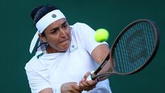 Tennis - Wimbledon - All England Lawn Tennis and Croquet Club, London, Britain - July 2, 2024 Tunisia's Ons Jabeur in action during her first round match against Japan's Moyuka Uchijima REUTERS/Hannah Mckay