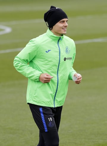 Enes Ünal, en un entrenamiento del Getafe.