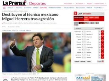 "La Prensa" de Panamá tituló así la noticia del despido de Herrera.