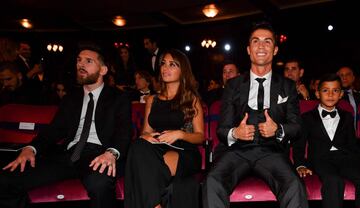 Messi, Antonella Roccuzzo,Cristiano Ronaldo y su hijo