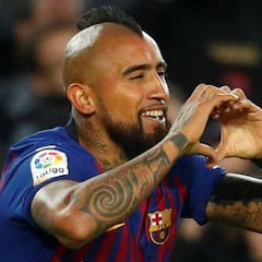 La alegría de Arturo Vidal tras su primer gol con el Barcelona