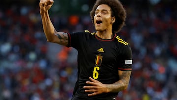 Axel Witsel, centrocampista Belga, celebra un gol con la selecci¨®n belga.