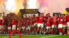 Nicolás Otamendi se lesiona el tobillo durante el festejo del título del Benfica