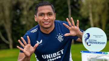 Alfredo Morelos, delantero del Rangers de Escocia, habl&oacute; tras recibir el premio a mejor jugador del mes de marzo. El colombiano est&aacute; feliz por su nivel