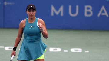 La tenista estadounidense Jessica Pegula celebra un punto durante su partido ante Peyton Stearns en el Mubadala Citi DC Open, el Torneo de Washington.