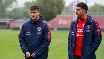 Futbol, Conferencia de prensa Seleccion Chile.
Los jugadores de la seleccion chilena realizan una conferencia de prensa en Juan Pinto Duran.
Santiago, Chile.
12/10/2024
Jonnathan Oyarzun/Photosport
Football, Press conference
Chilean’s national team players are pictured during conference press held at the Juan Pinto Duran.
Santiago, Chile.
12/10/2024
Jonnathan Oyarzun/Photosport