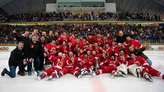 Victoria del CH Jaca frente al Majadahonda en la Liga Nacional de Hockey Hielo 2024.