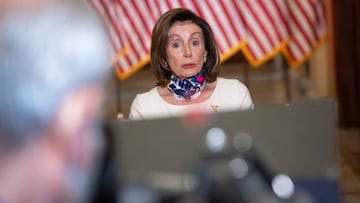 US Speaker of the House Nancy Pelosi, Democrat of California, speaks about The Heroes Act, a $3 trillion bill to aid in recovery from the coronavirus pandemic, at the US Capitol in Washington, DC, May 12, 2020. (Photo by SAUL LOEB / AFP)