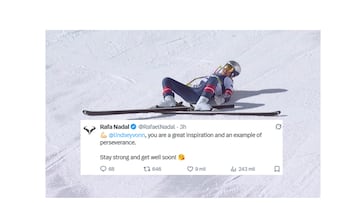 Nadal y Pau Gasol, con Vonn tras la desgracia: “¡Mantente fuerte!"