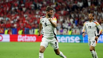 Soccer Football - Euro 2024 - Group A - Switzerland v Germany - Frankfurt, Germany - June 23, 2024 Germany's Niclas Fullkrug celebrates scoring their first goal REUTERS/Thilo Schmuelgen