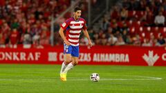 Bodiger, of Granada CF  during the La Liga Smartbank match between Granada CF and Sporting de Gijon at Nuevo Los Carmenes Stadium on October 13, 2022 in Granada, Spain. (Photo by Álex Cámara/NurPhoto via Getty Images)