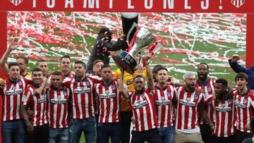 Koke, con el trofeo de LaLiga 2020-21 que ahora comenzará a recorrer diferentes localidades de la Comunidad de Madrid.
