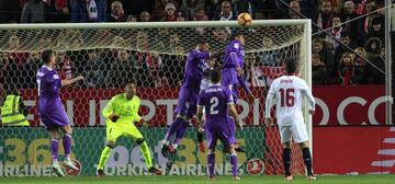 Sergio Ramos puts the ball past his own goalkeeper to draw Sevilla level on Sunday night