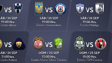 Fechas y horarios de la Jornada 11 del Apertura 2016 en la Liga MX