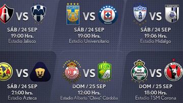 Fechas y horarios de la Jornada 11 del Apertura 2016 en la Liga MX