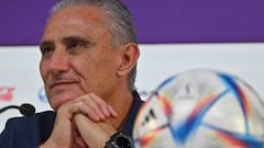 Brazil's coach Tite attends a press conference at the Qatar National Convention Center (QNCC) in Doha on November 27, 2022, on the eve of the Qatar 2022 World Cup football match between Brazil and Switzerland. (Photo by NELSON ALMEIDA / AFP) (Photo by NELSON ALMEIDA/AFP via Getty Images)
