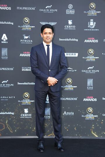 Nasser Al-Khelaifi durante la alfombra roja de la I Gala Globe Soccer Europa celebrada en la Costa Esmeralda de Cerdeña.