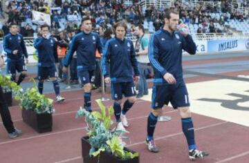 Titulares como Bale, Modric y Borja Mayoral saliendo al terreno de juego.