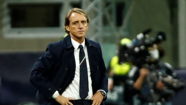Roberto Mancini, seleccionador de Italia, durante un partido.