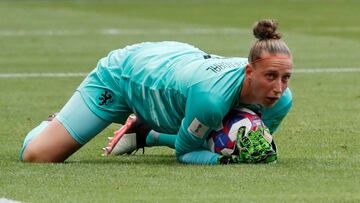 Sari van Veenendaal en un partido de la Copa del Mundo.