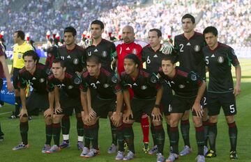 Partido de preparación con el Campeón del Mundo antes del Mundial Sudáfrica 2010,
Óscar Pérez, Francisco Rodríguez, Javier Hernández, Paul Aguilar, Ricardo Osorio. . .