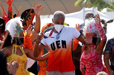 La medallista de oro en los Juegos de Tokio Yulimar Rojas es recibida en el Aeropuerto Internacional Simón Bolí­var en Maiqueta. La atleta venezolana es campeona olí­mpica en triple salto con una marca de 15,67 m, nuevo récord del mundo. Además de ganar la Diamond League en Zúrich con un salto de 15,48 m.