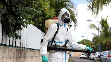 Un trabajador fumiga un &aacute;rea para prevenir los mosquitos transmisores del dengue.