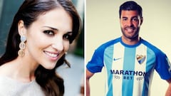 Im&aacute;genes de la actriz Paula Echevarr&iacute;a sonriendo y del futbolista Miguel Torres con la equipaci&oacute;n del M&aacute;laga.