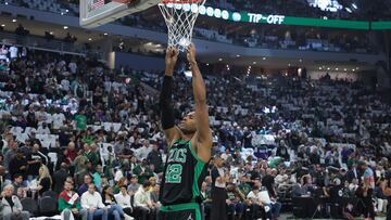 Al Horford of the Boston Celtics takes the court for Game 4 of the Eastern Conference Semifinals against the Milwaukee Bucks at Fiserv Forum.