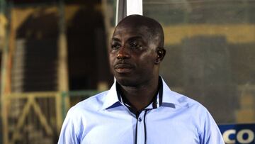 The Nigerian national team coach, Samson Siasia stands on the side lines during the friendly match at the Teslim Balogun Stadium in Lagos on February 9, 2011. The new look Nigerian national team defeated their Sierra Leonean counterpart in a warm up frien